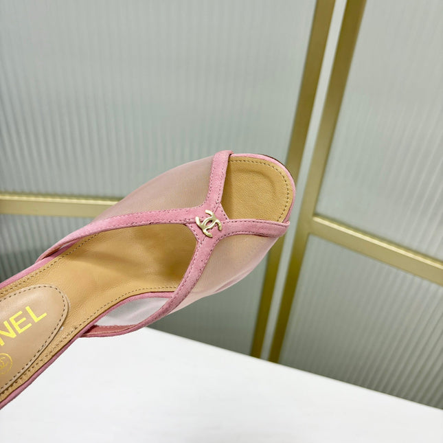 HIGH HEEL PEEP TOE IN LIGHT PINK BREATHABLE MESH