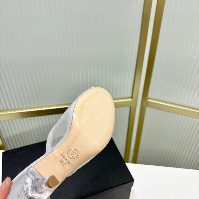 HIGH HEEL PEEP TOE IN WHITE BREATHABLE MESH