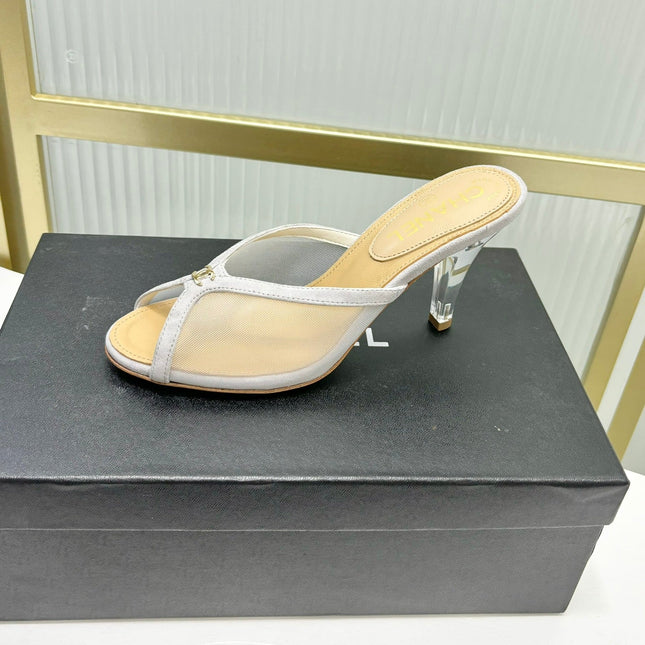 HIGH HEEL PEEP TOE IN WHITE BREATHABLE MESH