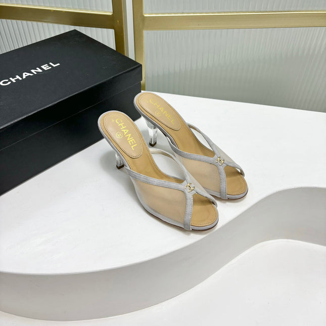 HIGH HEEL PEEP TOE IN WHITE BREATHABLE MESH