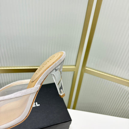 HIGH HEEL PEEP TOE IN WHITE BREATHABLE MESH