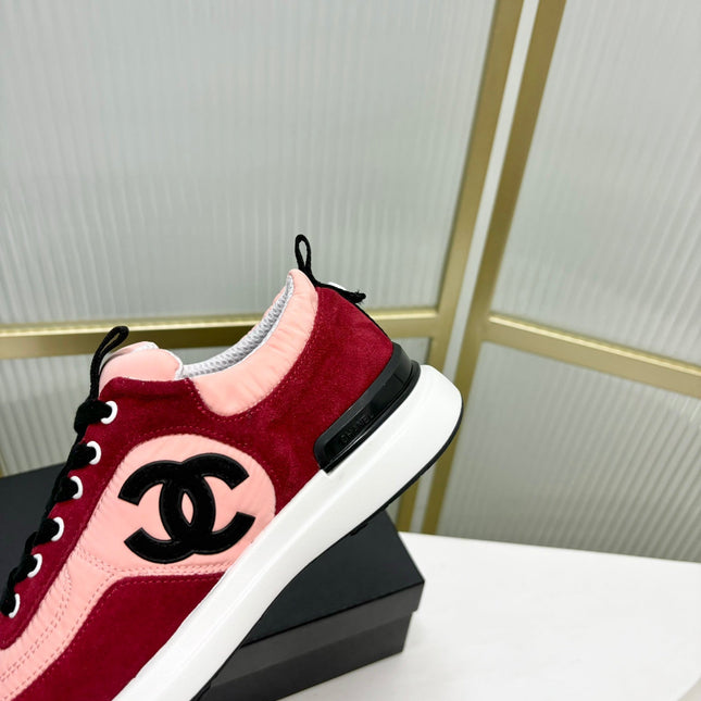 SNEAKER IN LIGHT PINK MIX CHERRY RED SUEDE