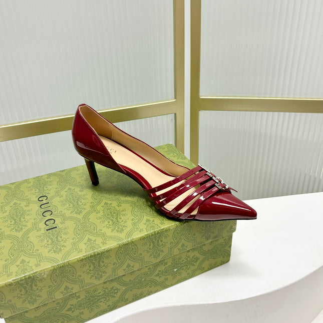 HIGH PUMP 6 CM IN CRIMSON RED CALFSKIN