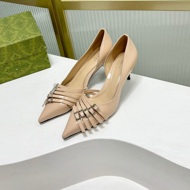 HIGH PUMP 6 CM IN TAN BEIGE CALFSKIN