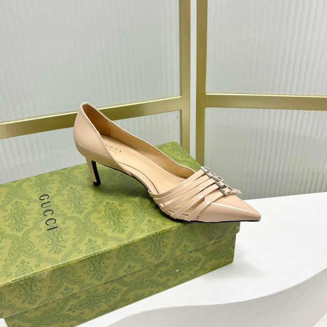 HIGH PUMP 6 CM IN TAN BEIGE CALFSKIN