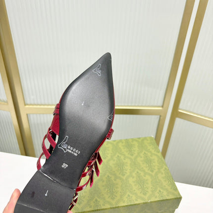 STRAPPY FLAT SLINGBACK IN SCARLET RED GLOSSY CALFSKIN