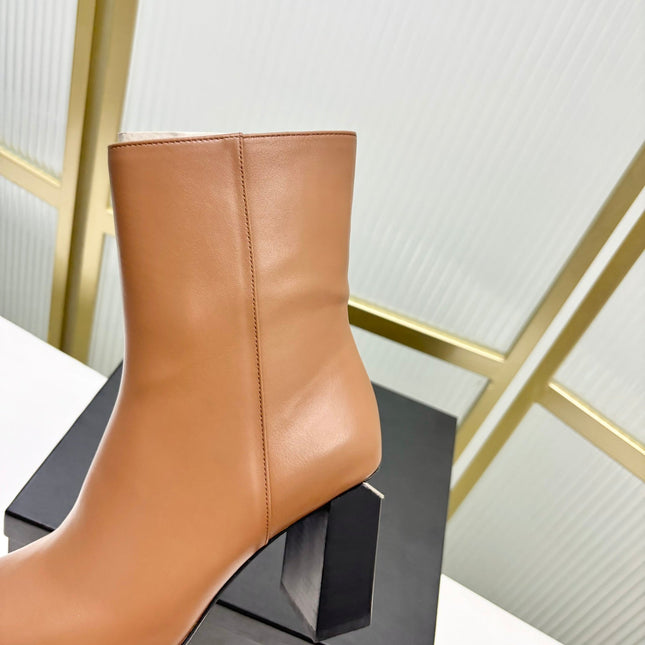 TONI 85MM ANKLE BOOT IN TAWNY BROWN CALFSKIN