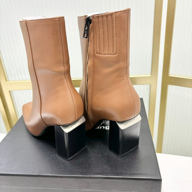 TONI 85MM ANKLE BOOT IN TAWNY BROWN CALFSKIN