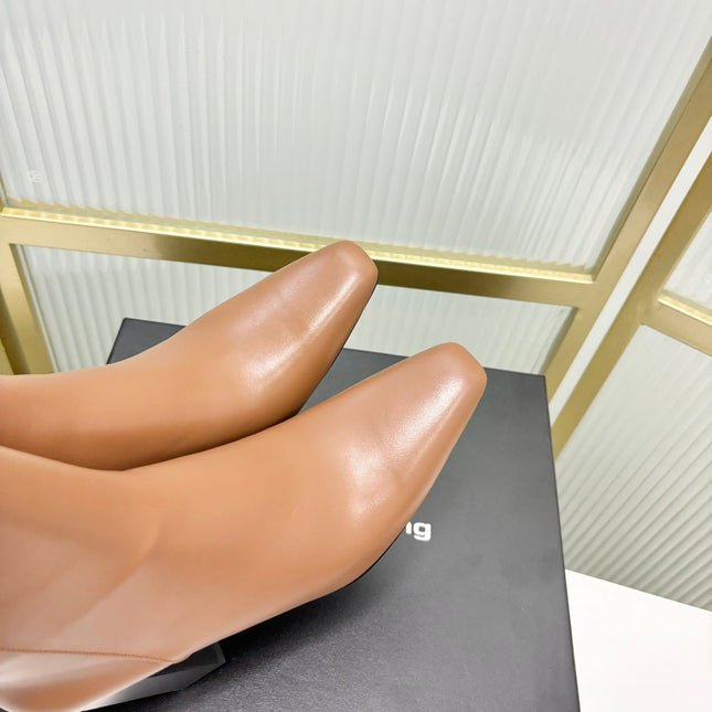 TONI 85MM ANKLE BOOT IN TAWNY BROWN CALFSKIN