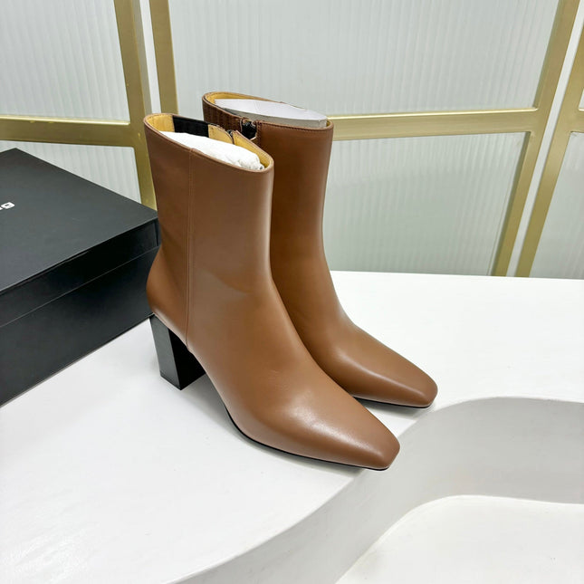 TONI 85MM ANKLE BOOT IN TAWNY BROWN CALFSKIN