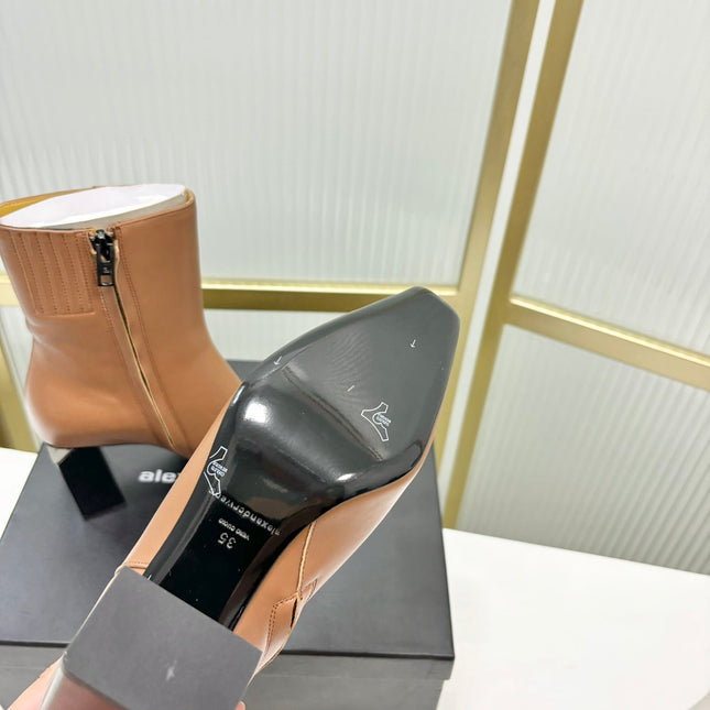 TONI 85MM ANKLE BOOT IN TAWNY BROWN CALFSKIN