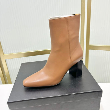 TONI 85MM ANKLE BOOT IN TAWNY BROWN CALFSKIN