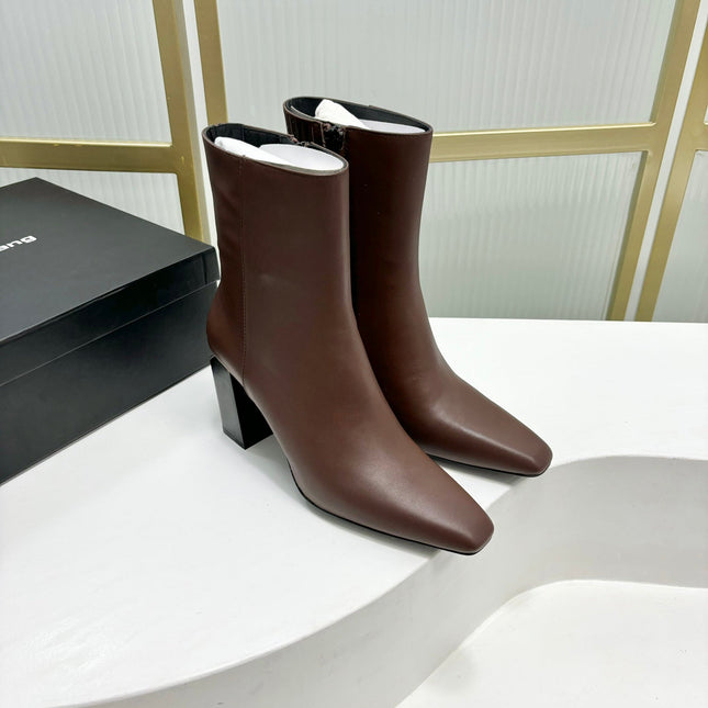 TONI 85MM ANKLE BOOT IN UMBER BROWN CALFSKIN