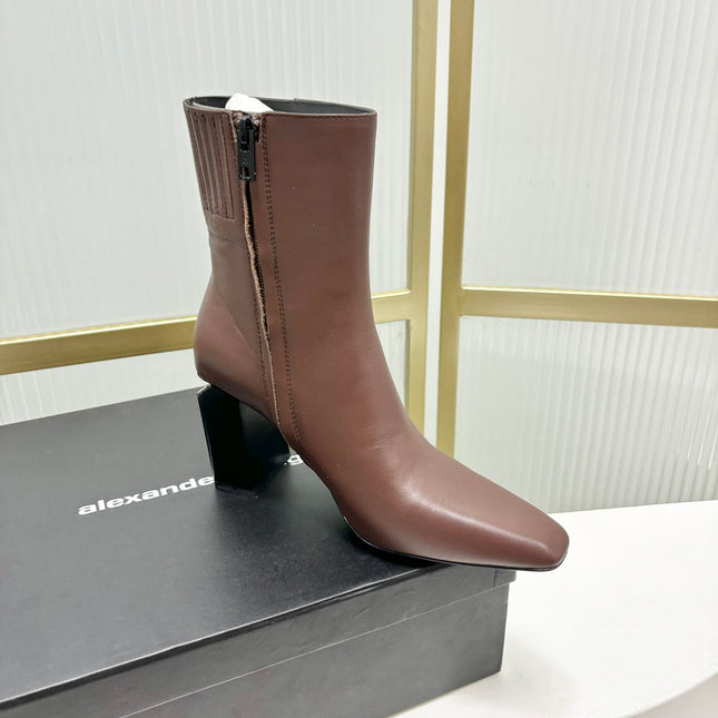 TONI 85MM ANKLE BOOT IN UMBER BROWN CALFSKIN