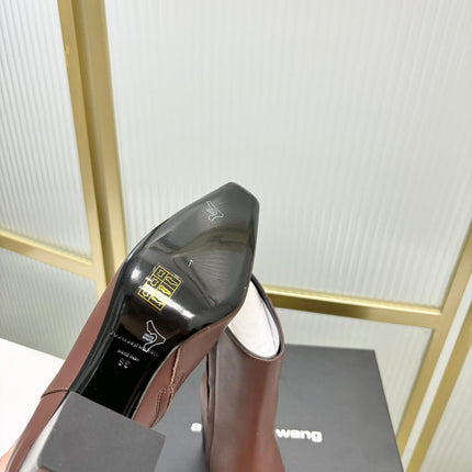 TONI 85MM ANKLE BOOT IN UMBER BROWN CALFSKIN