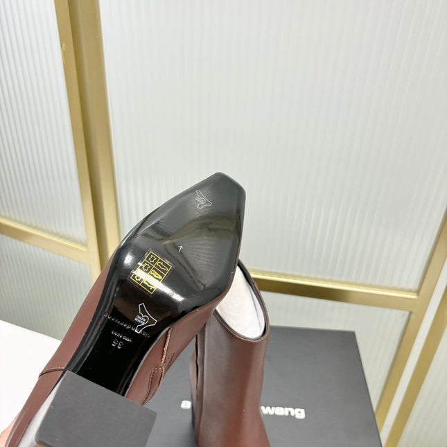 TONI 85MM ANKLE BOOT IN UMBER BROWN CALFSKIN