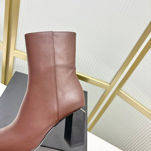 TONI 85MM ANKLE BOOT IN UMBER BROWN CALFSKIN