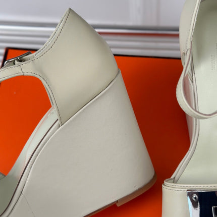 WEDGES SANDALS WHITE LAMBSKIN