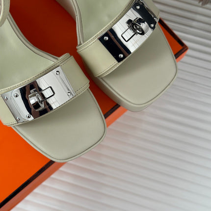 WEDGES SANDALS WHITE LAMBSKIN