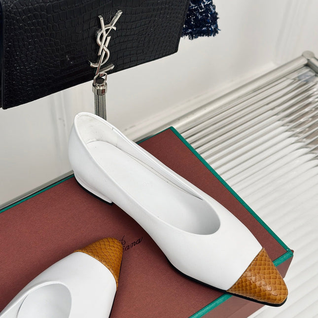 LP REBECCA BALLET FLATS WHITE WAXED LEATHER