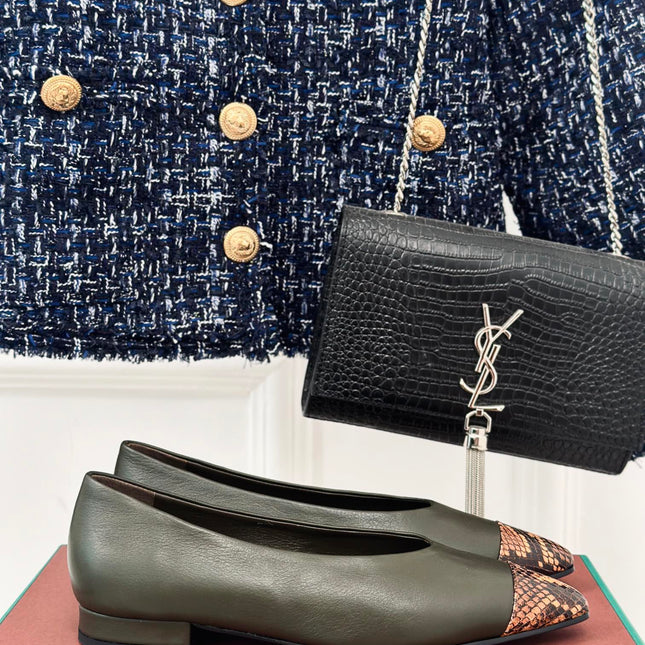 LP REBECCA BALLET FLATS CHARCOAL WAXED LEATHER