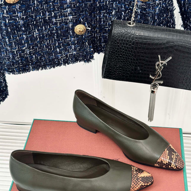 LP REBECCA BALLET FLATS CHARCOAL WAXED LEATHER