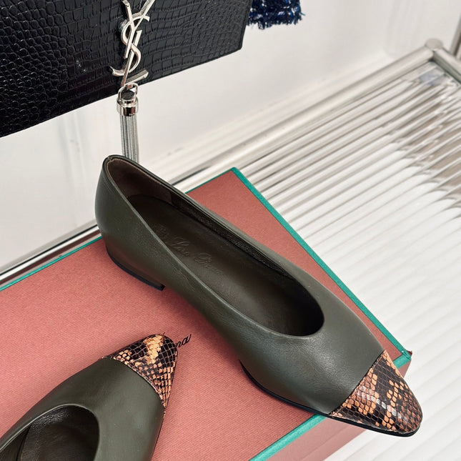 LP REBECCA BALLET FLATS CHARCOAL WAXED LEATHER