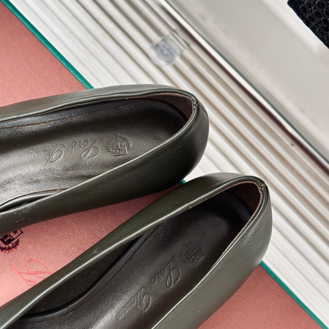 LP REBECCA BALLET FLATS CHARCOAL WAXED LEATHER