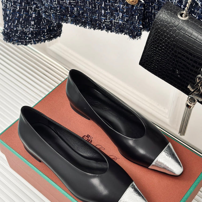 LP REBECCA BALLET FLATS BLACK WAXED LEATHER