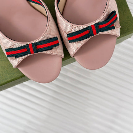 GG Vintage High Heel Slippers Pink Blush