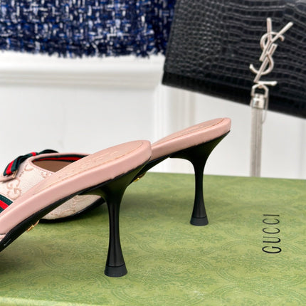 GG Vintage High Heel Slippers Pink Blush