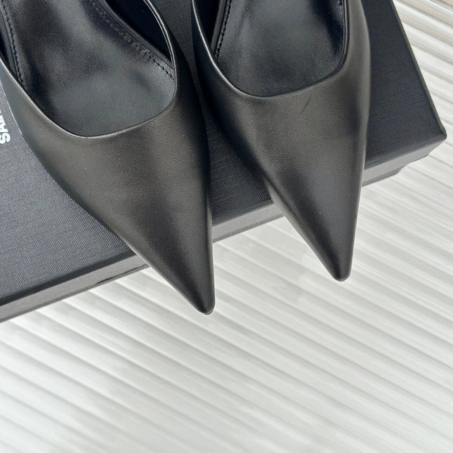SL BARBARA MULES 55 BLACK CALFSKIN