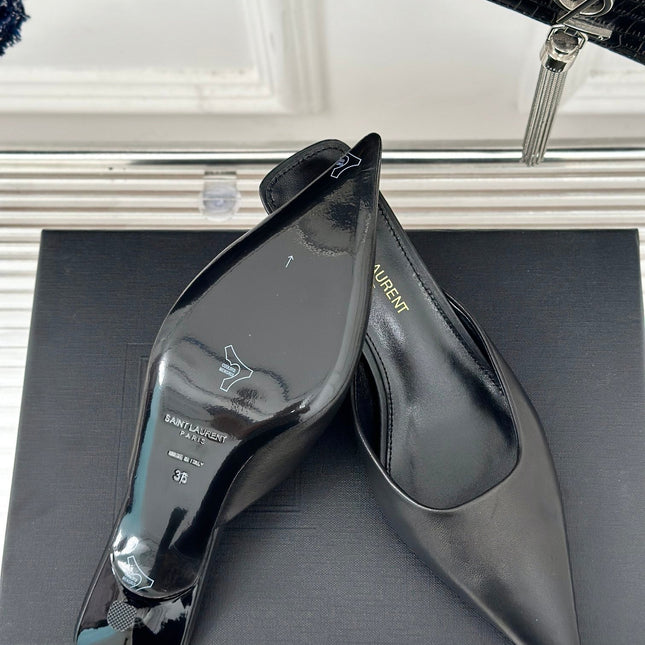 SL BARBARA MULES 55 BLACK CALFSKIN