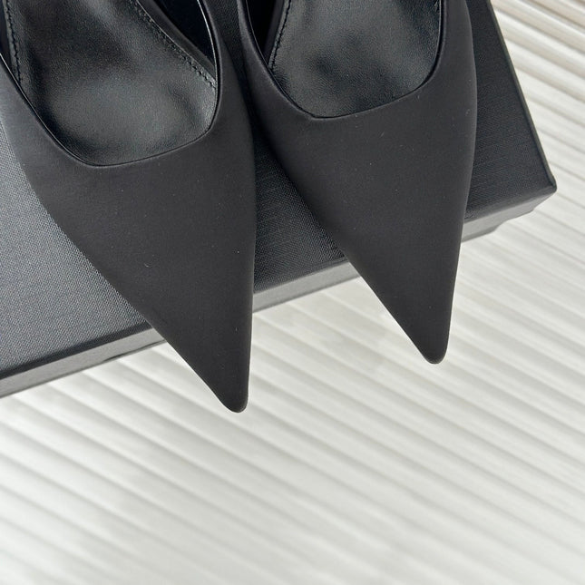 SL BARBARA MULES 55 BLACK SATIN CREPE