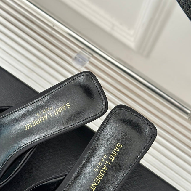 SL BARBARA MULES 55 BLACK SATIN CREPE