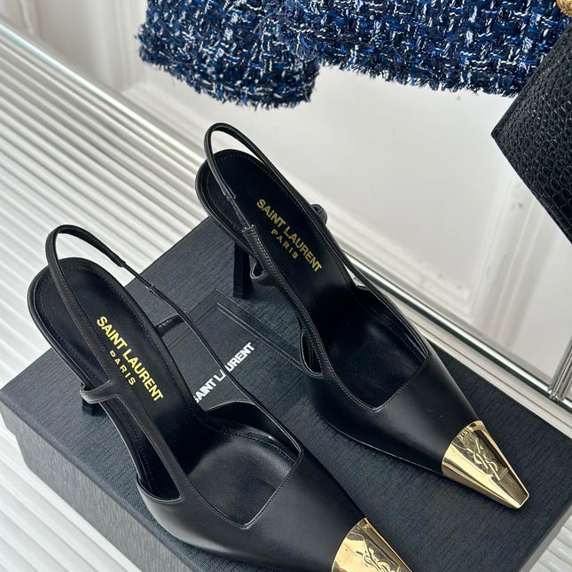 SL JEANNE SLINGBACK PUMPS BLACK CALFSKIN