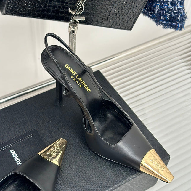 SL JEANNE SLINGBACK PUMPS BLACK CALFSKIN