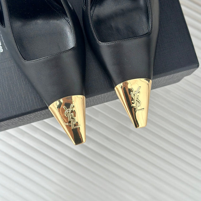 SL JEANNE SLINGBACK PUMPS BLACK CALFSKIN