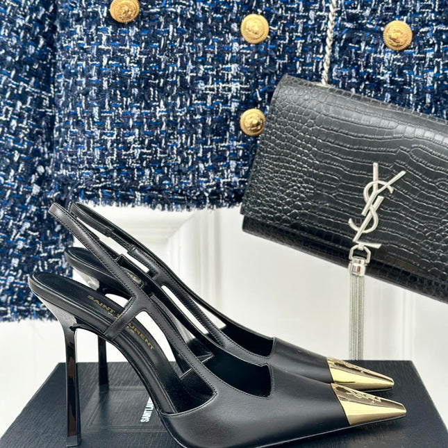 SL JEANNE SLINGBACK PUMPS BLACK CALFSKIN