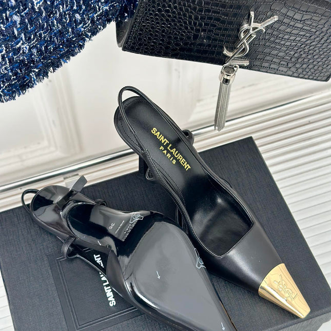 SL JEANNE SLINGBACK PUMPS BLACK CALFSKIN