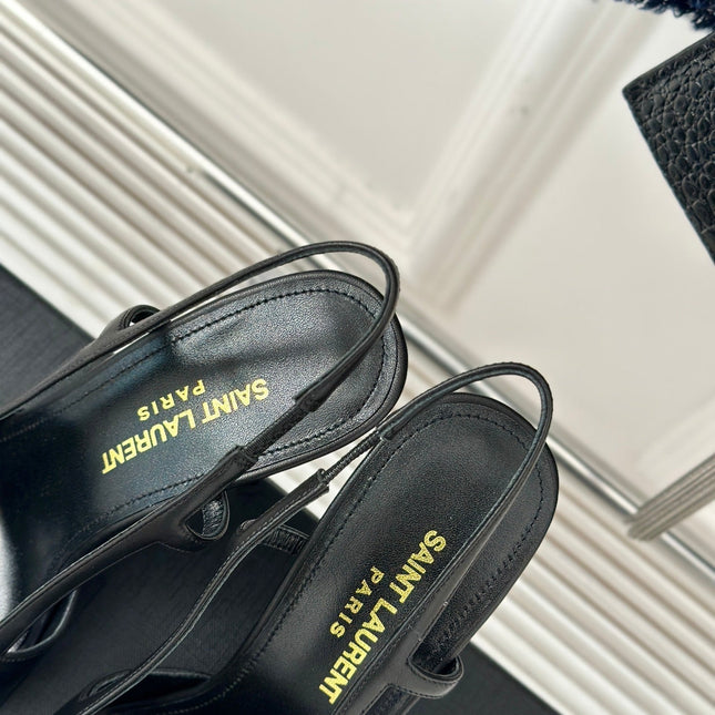 SL JEANNE SLINGBACK PUMPS BLACK CALFSKIN