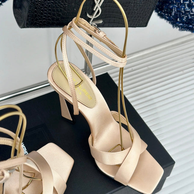 SL CORINNE SANDALS BEIGE SATIN CREPE