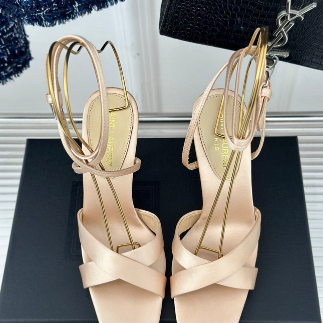 SL CORINNE SANDALS BEIGE SATIN CREPE