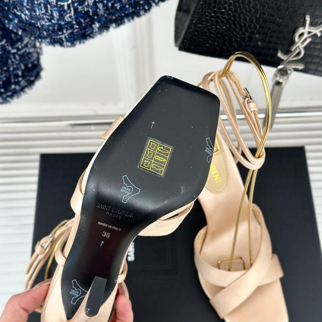 SL CORINNE SANDALS BEIGE SATIN CREPE