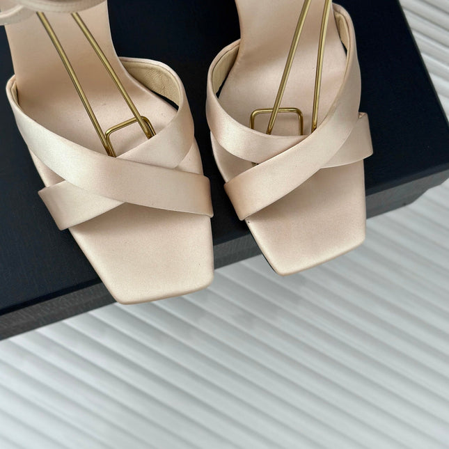 SL CORINNE SANDALS BEIGE SATIN CREPE