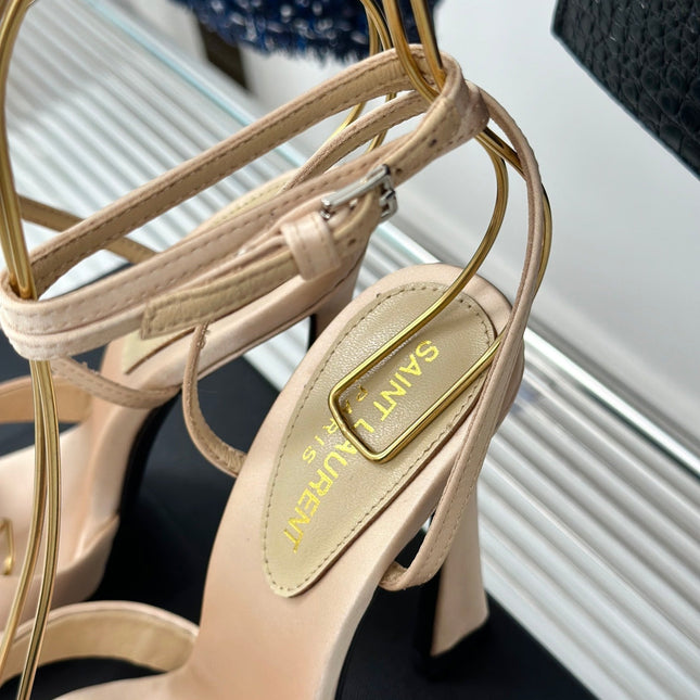 SL CORINNE SANDALS BEIGE SATIN CREPE