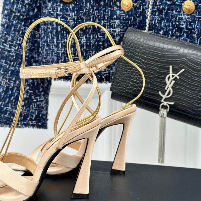 SL CORINNE SANDALS BEIGE SATIN CREPE