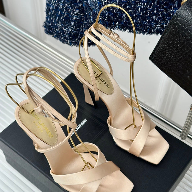 SL CORINNE SANDALS BEIGE SATIN CREPE