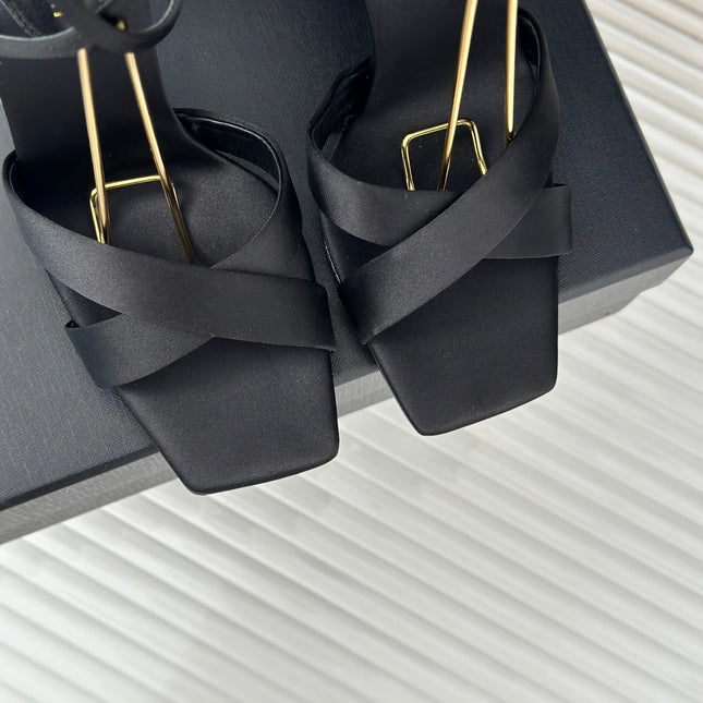 SL CORINNE SANDALS BLACK SATIN CREPE