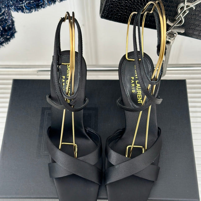 SL CORINNE SANDALS BLACK SATIN CREPE